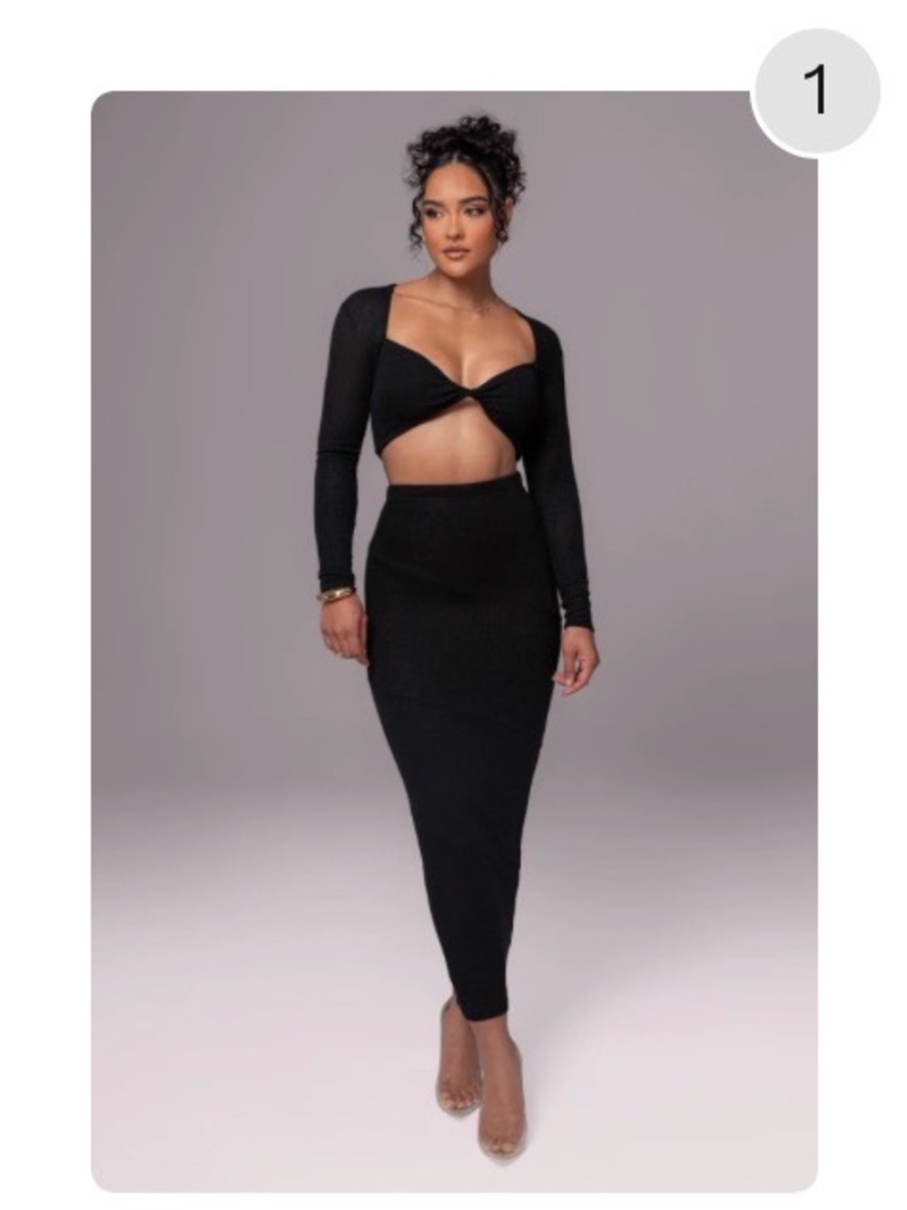 JLUXLABEL Black Two-Piece Cutout Pencil Skirt Set